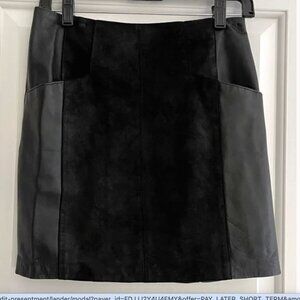 Nanette Lepore Black 100% Leather and Suede Skirt